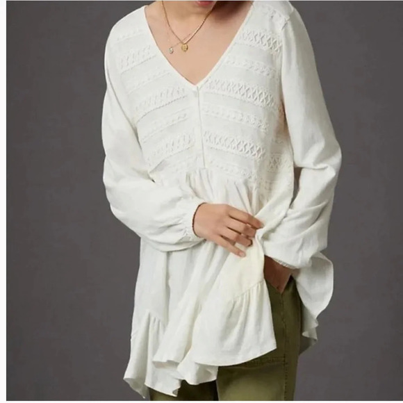 By Anthropologie Adriana White Lace Top, size XSP - Picture 2 of 8